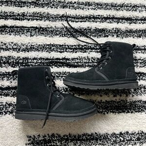 UGG Black Suede Lace-Up Boots